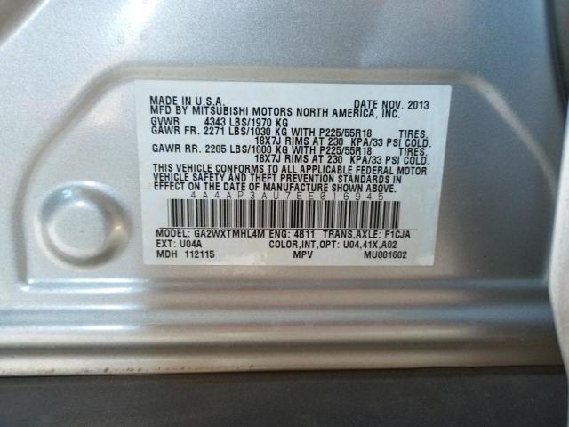Photo 10 from auction – 2014 MITSUBISHI OUTLANDER with VIN 4A4AP3AU7EE016945