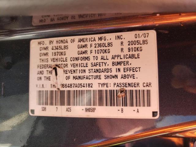 Photo 10 from auction – 2007 HONDA ACCORD SE with VIN 1HGCM66487A054182
