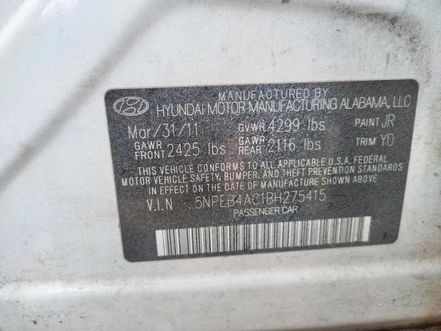 Photo 10 from auction – 2011 HYUNDAI SONATA GLS with VIN 5NPEB4AC1BH275415