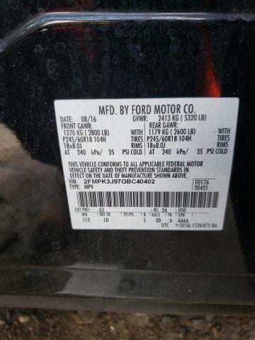 Photo 10 from auction – 2016 FORD EDGE SEL with VIN 2FMPK3J97GBC40402