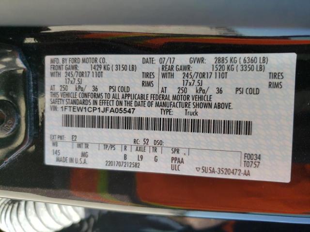 Photo 10 from auction – 2018 FORD F150 SUPER with VIN 1FTEW1CP1JFA05547