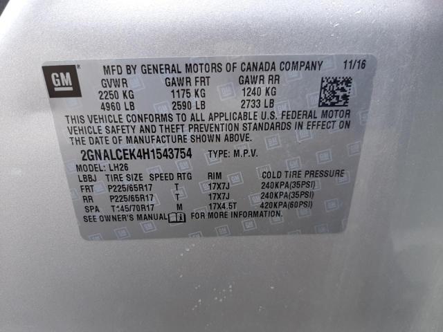Photo 10 from auction – 2017 CHEVROLET EQUINOX LT with VIN 2GNALCEK4H1543754