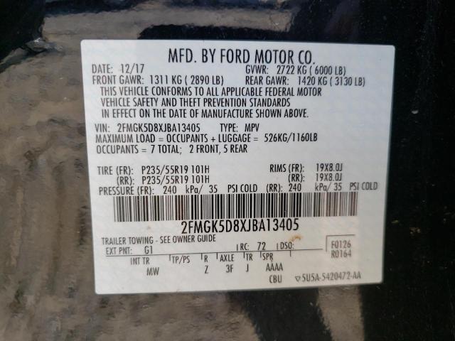 Photo 10 from auction – 2018 FORD FLEX LIMIT with VIN 2FMGK5D8XJBA13405
