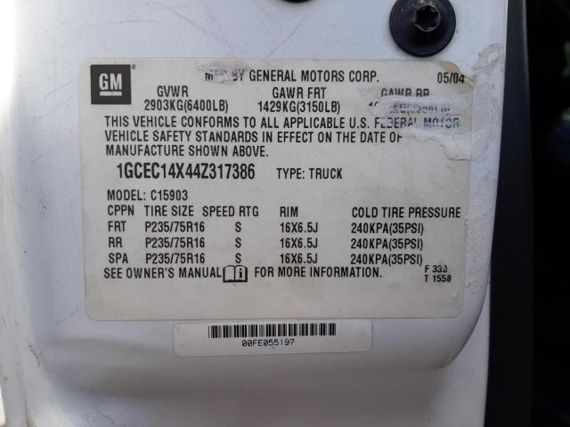 Photo 10 from auction – 2004 CHEVROLET SILVERADO with VIN 1GCEC14X44Z317386