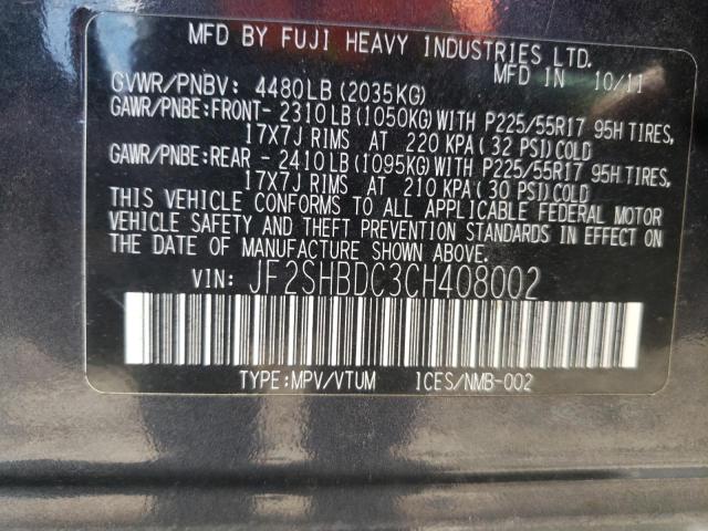 Photo 10 from auction – 2012 SUBARU FORESTER 2 with VIN JF2SHBDC3CH408002