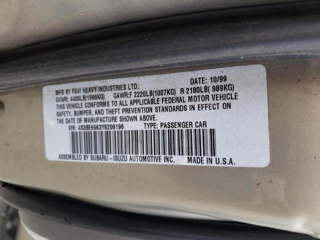 Photo 10 from auction – 2000 SUBARU LEGACY GT with VIN 4S3BE6563Y6208196