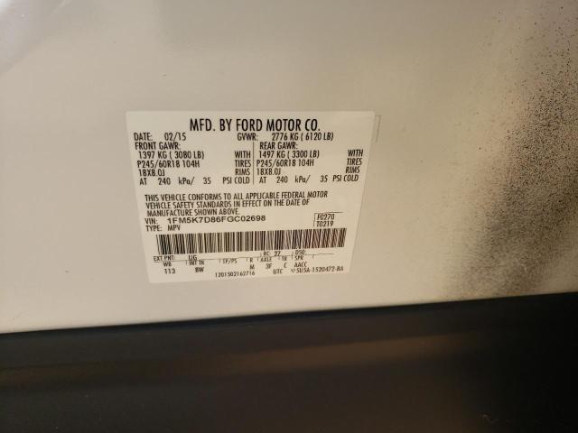 Photo 10 from auction – 2015 FORD EXPLORER X with VIN 1FM5K7D86FGC02698
