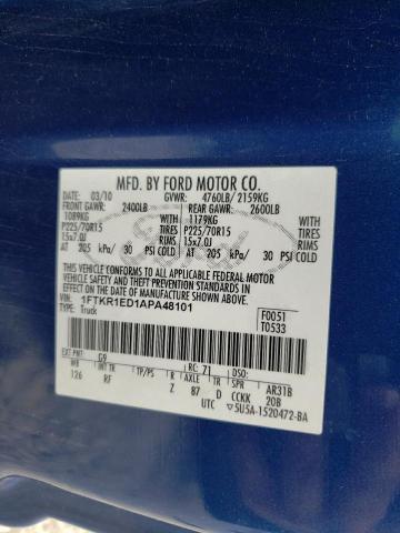 Photo 10 from auction – 2010 FORD RANGER SUP with VIN 1FTKR1ED1APA48101