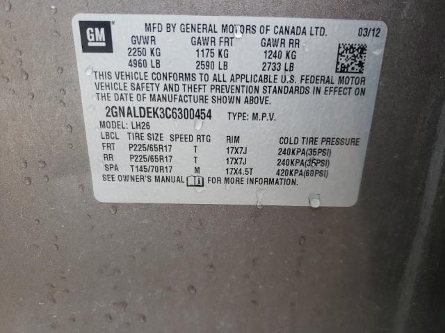 Photo 10 from auction – 2012 CHEVROLET EQUINOX LT with VIN 2GNALDEK3C6300454