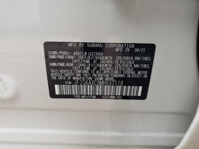 Photo 10 from auction – 2021 SUBARU FORESTER T with VIN JF2SKAXC8MH537118