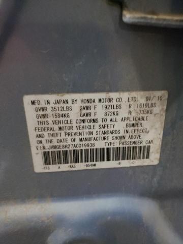 Photo 10 from auction – 2010 HONDA FIT with VIN JHMGE8H27AC019938