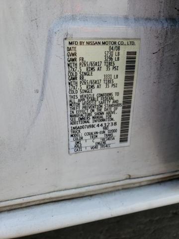 Photo 10 from auction – 2008 NISSAN FRONTIER C with VIN 1N6AD07U98C443238