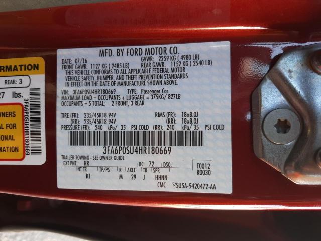 Photo 10 from auction – 2017 FORD FUSION TIT with VIN 3FA6P0SU4HR180669
