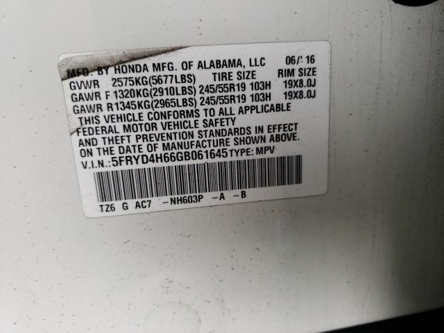 Photo 10 from auction – 2016 ACURA MDX TECHNO with VIN 5FRYD4H66GB061645