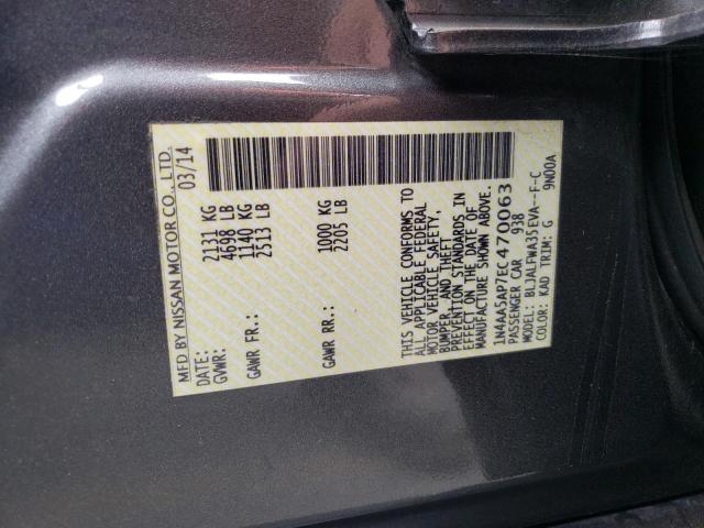 Photo 10 from auction – 2014 NISSAN MAXIMA S with VIN 1N4AA5AP7EC470063