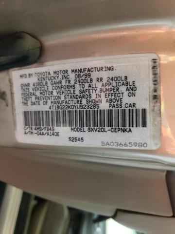 Photo 10 from auction – 2000 TOYOTA CAMRY CE with VIN 4T1BG22K0YU923285