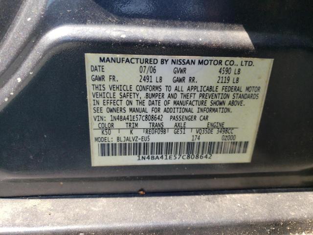 Photo 10 from auction – 2007 NISSAN MAXIMA SE with VIN 1N4BA41E57C808642