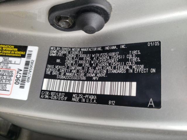 Photo 10 from auction – 2005 TOYOTA SIENNA XLE with VIN 5TDBA22C55S037686