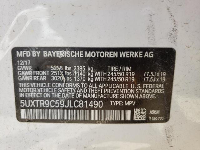 Photo 10 from auction – 2018 BMW X3 XDRIVE3 with VIN 5UXTR9C59JLC81490