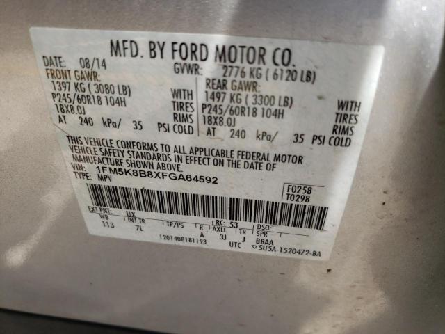 Photo 10 from auction – 2015 FORD EXPLORER with VIN 1FM5K8B8XFGA64592