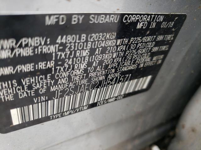 Photo 10 from auction – 2018 SUBARU FORESTER 2 with VIN JF2SJAEC2JH541571