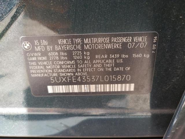 Photo 10 from auction – 2007 BMW X5 3.0I with VIN 5UXFE43537L015870