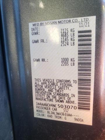 Photo 10 from auction – 2022 NISSAN MAXIMA SV with VIN 1N4AA6CV4NC503070