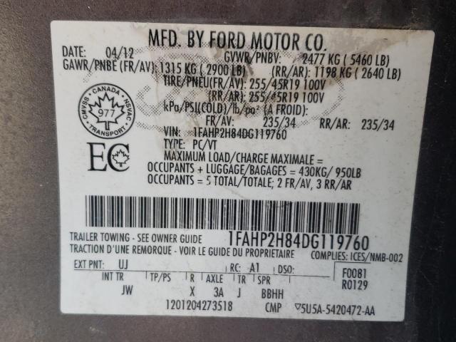 Photo 10 from auction – 2013 FORD TAURUS SEL with VIN 1FAHP2H84DG119760