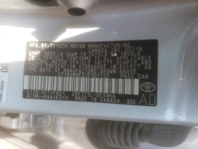 Photo 10 from auction – 2018 TOYOTA COROLLA L with VIN 2T1BURHE3JC107133