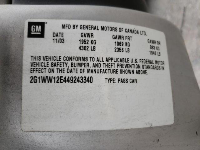 Photo 10 from auction – 2004 CHEVROLET MONTE CARL with VIN 2G1WW12E449243340
