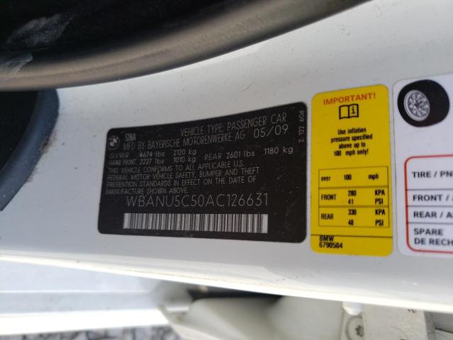 Photo 10 from auction – 2010 BMW 528 I with VIN WBANU5C50AC126631