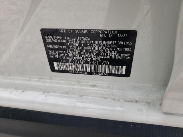 Photo 10 from auction – 2022 SUBARU CROSSTREK with VIN JF2GTAPC7NH211220