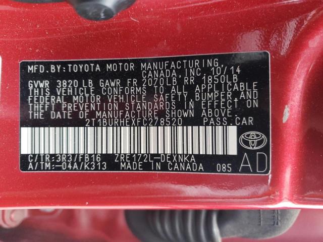 Photo 10 from auction – 2015 TOYOTA COROLLA L with VIN 2T1BURHEXFC278520