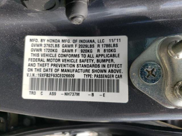 Foto 10 de la subasta – 2012 HONDA CIVIC EXL con VIN 19XFB2F93CE026609