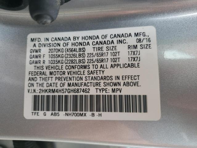Photo 10 from auction – 2016 HONDA CR-V EX with VIN 2HKRM4H57GH687462