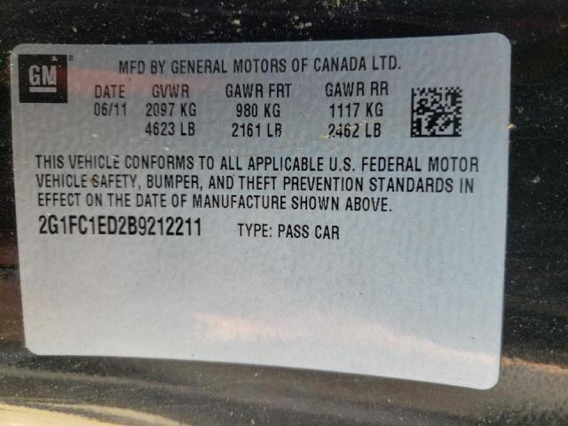 Photo 10 from auction – 2011 CHEVROLET CAMARO LT with VIN 2G1FC1ED2B9212211