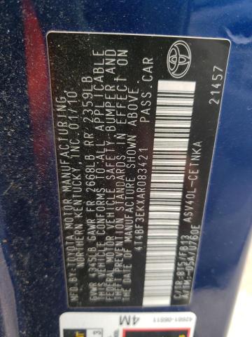 Photo 10 from auction – 2010 TOYOTA CAMRY BASE with VIN 4T4BF3EKXAR083421