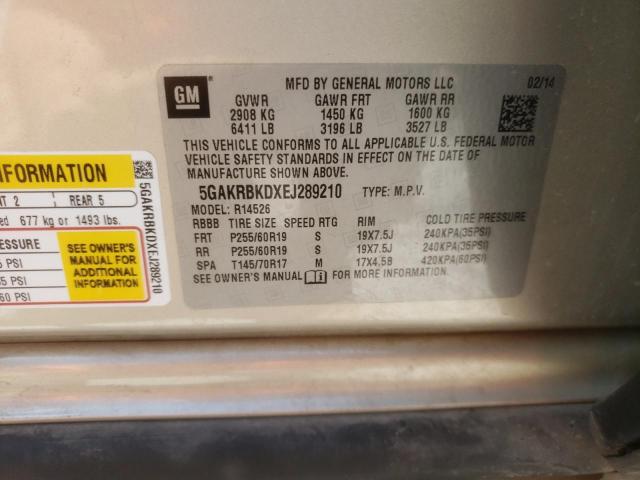 Photo 10 from auction – 2014 BUICK ENCLAVE with VIN 5GAKRBKDXEJ289210