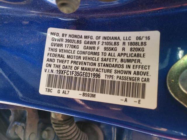 Photo 10 from auction – 2016 HONDA CIVIC EX with VIN 19XFC1F35GE031996