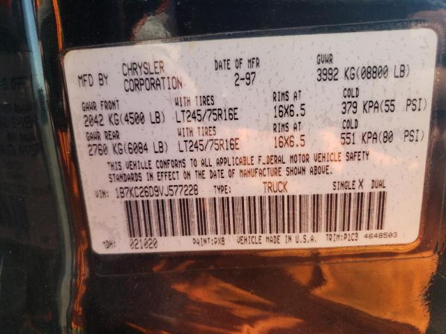 Photo 10 from auction – 1997 DODGE RAM 2500 with VIN 1B7KC26D9VJ577228
