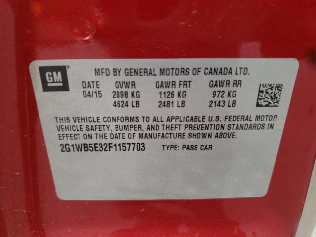 Photo 10 from auction – 2015 CHEVROLET IMPALA LIM with VIN 2G1WB5E32F1157703