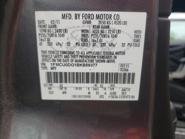 Photo 10 from auction – 2011 FORD ESCAPE XLT with VIN 1FMCU0DG1BKB59377