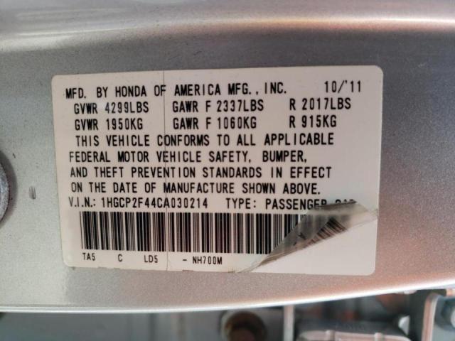 Photo 10 from auction – 2012 HONDA ACCORD LXP with VIN 1HGCP2F44CA030214