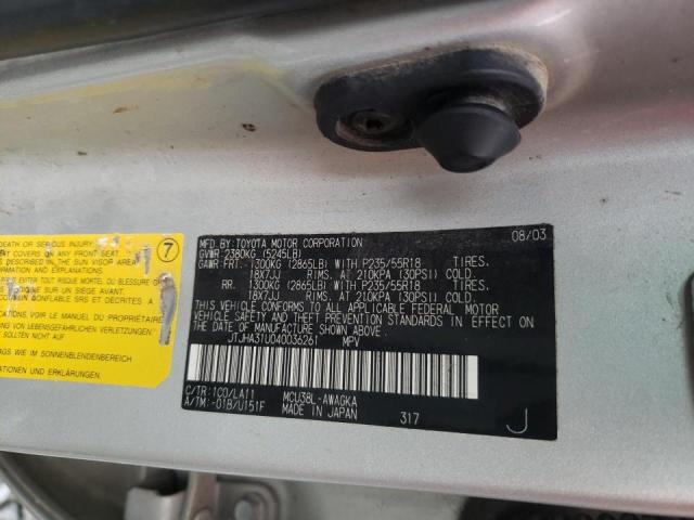 Photo 10 from auction – 2004 LEXUS RX 330 with VIN JTJHA31U040036261