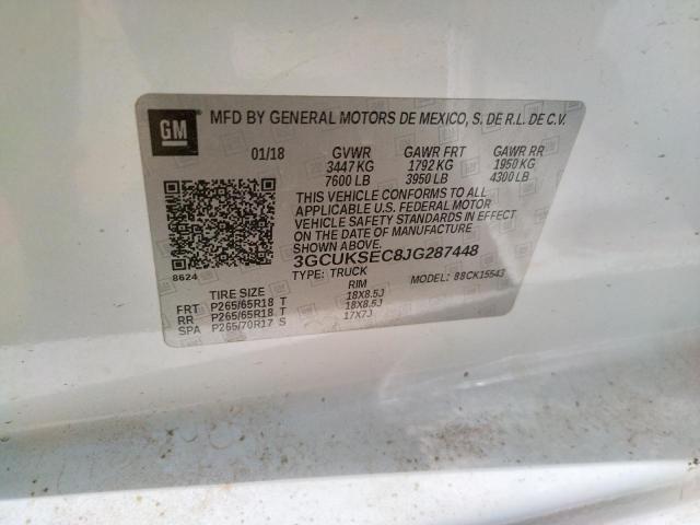 Photo 10 from auction – 2018 CHEVROLET SILVERADO with VIN 3GCUKSEC8JG287448