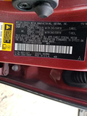 Photo 10 from auction – 2019 TOYOTA HIGHLANDER with VIN 5TDJZRFHXKS572950
