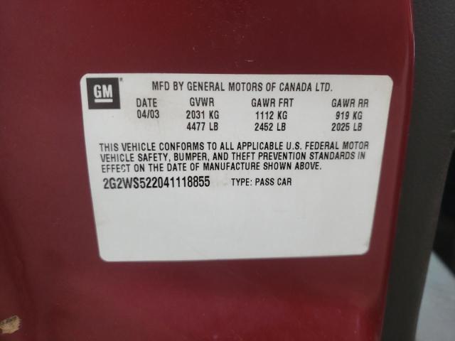 Photo 10 from auction – 2004 PONTIAC GRAND PRIX with VIN 2G2WS522041118855