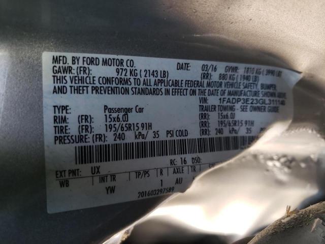 Photo 10 from auction – 2016 FORD FOCUS S with VIN 1FADP3E23GL311140