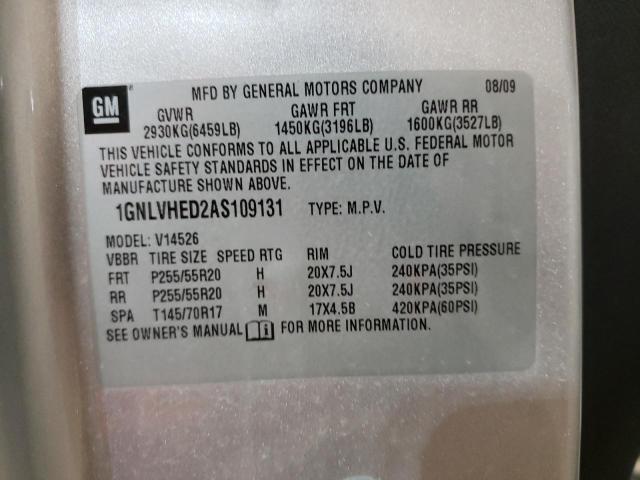 Photo 10 from auction – 2010 CHEVROLET TRAVERSE with VIN 1GNLVHED2AS109131
