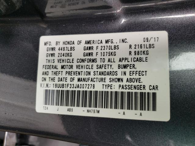 Photo 10 from auction – 2018 ACURA TLX with VIN 19UUB1F33JA007279